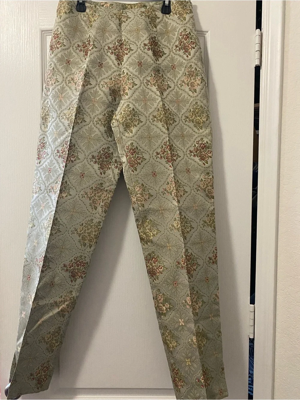 Connie Roberson Metallic Broquard Jacquard Art to Wear Pants Tapestry Damask 6